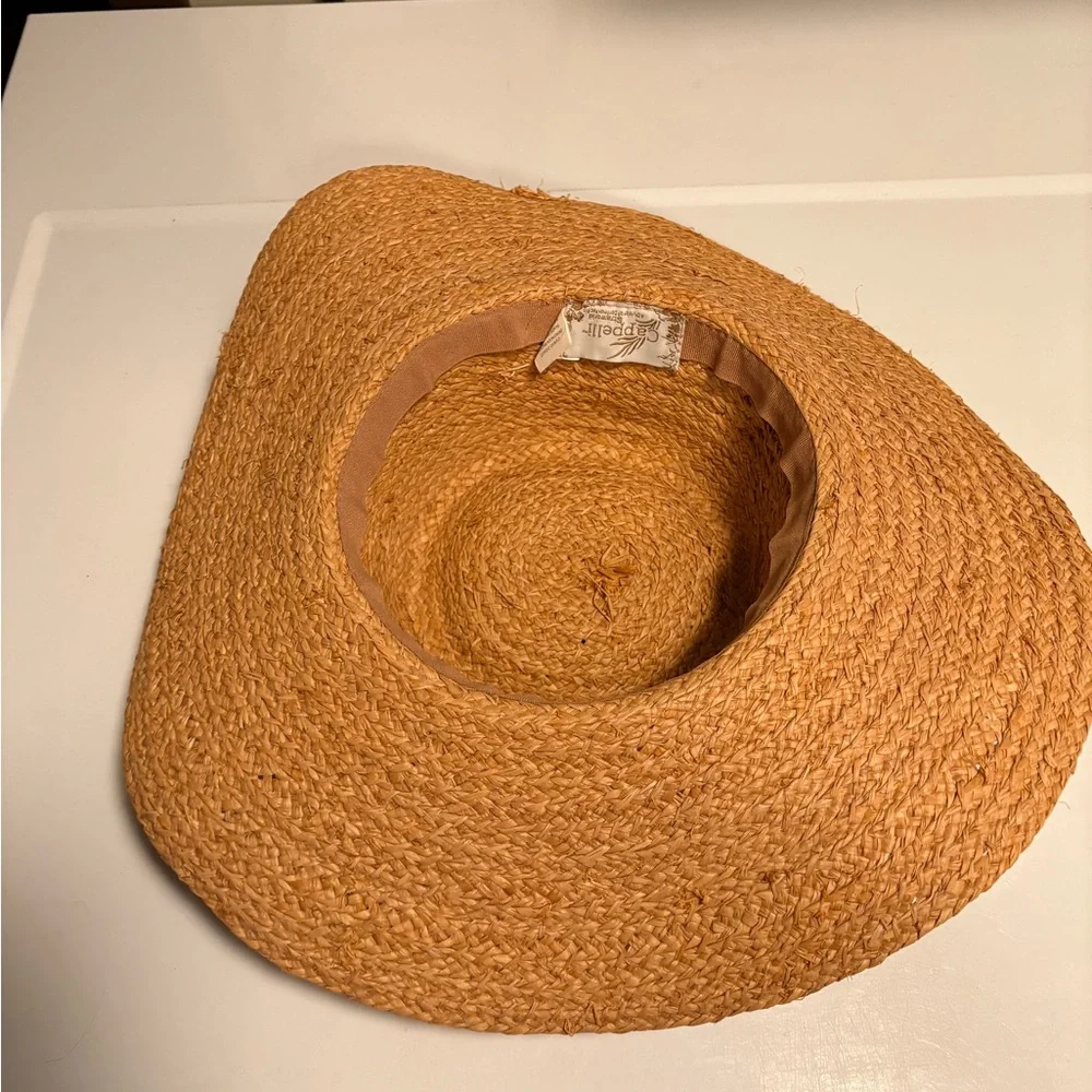 Cappelli Straworld Stylish Tan Raffia Straw Hat with Multicolor Ribbon‎ O/S